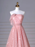 Pink Tulle Long Prom Dress, Pink Long Formal Dress HZ1024