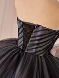 Tulle Long Prom Gown, Black Tulle Evening Dress HZ1024