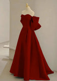 Sweetheart Neck Satin Burgundy Long Prom Dress, Burgundy Long Formal Dress HZ1024