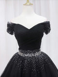 V Neck Short Prom Dress, Black Homecoming Dress with Sequin HZ1024