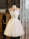 Beige Tulle Short Prom Dress, Beige Cute Homecoming Dress HZ1024