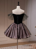 Mini Short Prom Dress, Sweetheart Neck Black Cute Homecoming Dress HZ1024