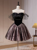 Mini Short Prom Dress, Sweetheart Neck Black Cute Homecoming Dress HZ1024