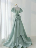 Green Satin Long Prom Dresses, Green Formal Evening Dresses HZ1024
