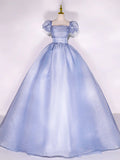 Tulle Long Prom Dress, Tulle Blue Sweet 16 Dress HZ1024