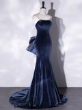 Mermaid Velvet Long Prom Dresses, Velvet Formal Evening Dresses HZ1024