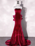 Mermaid Velvet Long Prom Dresses, Velvet Formal Evening Dresses HZ1024