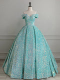 Green Velvet Sequin Long Prom Dress, Velvet Formal Dress HZ1024