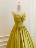 yellow satin short prom dress, yellow bridesmaid dress HZ1024