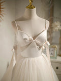 A-line tulle short prom dress beige tulle homecoming dress HZ1024