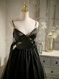 A-line tulle short prom dress, black homecoming dress HZ1024