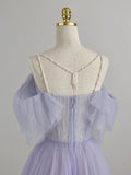 Purple Tulle Long Prom Dress, Purple Formal Dress HZ1024