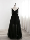 Black Tulle Long Prom Dresses, Black Formal Evening Dresses HZ1024
