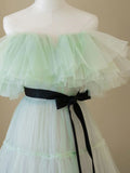 Aline Long Prom Dresses, Off Shoulder Formal Long Green Evening Graduation Dresses HZ1024