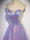 sweetheart neck long prom dress purple formal party dress HZ1024