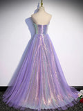 sweetheart neck long prom dress purple formal party dress HZ1024