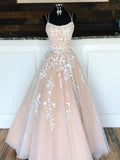 tulle lace long prom dress lace tulle evening dress HZ1024