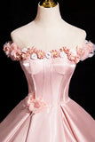 A-Line Off Shoulder Satin Long Prom Dress, Beautiful A-Line Off the Shoulder Party Dress HZ1024